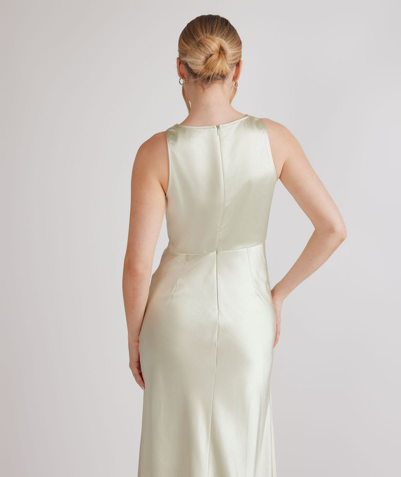 Cowl Front Satin Bridesmaid Dress - Pear Green Six Stories Cowl Front Satin Bridesmaid Dress - Pear Green Six Stories