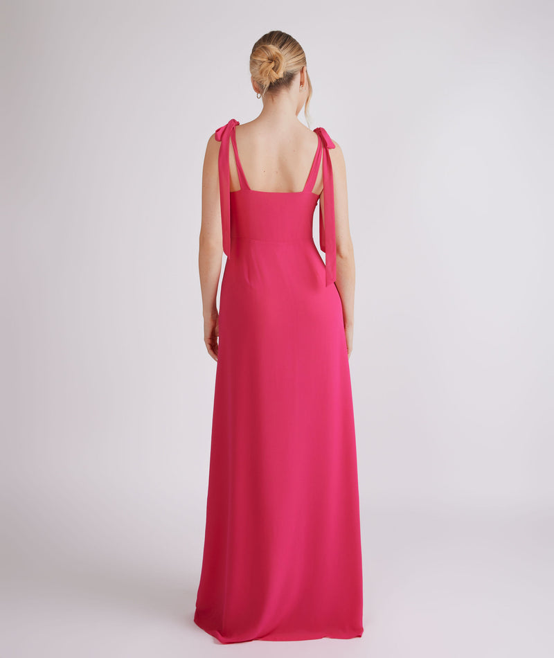 Bow Tie Chiffon Bridesmaid Dress - Fuchsia Pink Six Stories Bow Tie Chiffon Bridesmaid Dress - Fuchsia Pink Six Stories