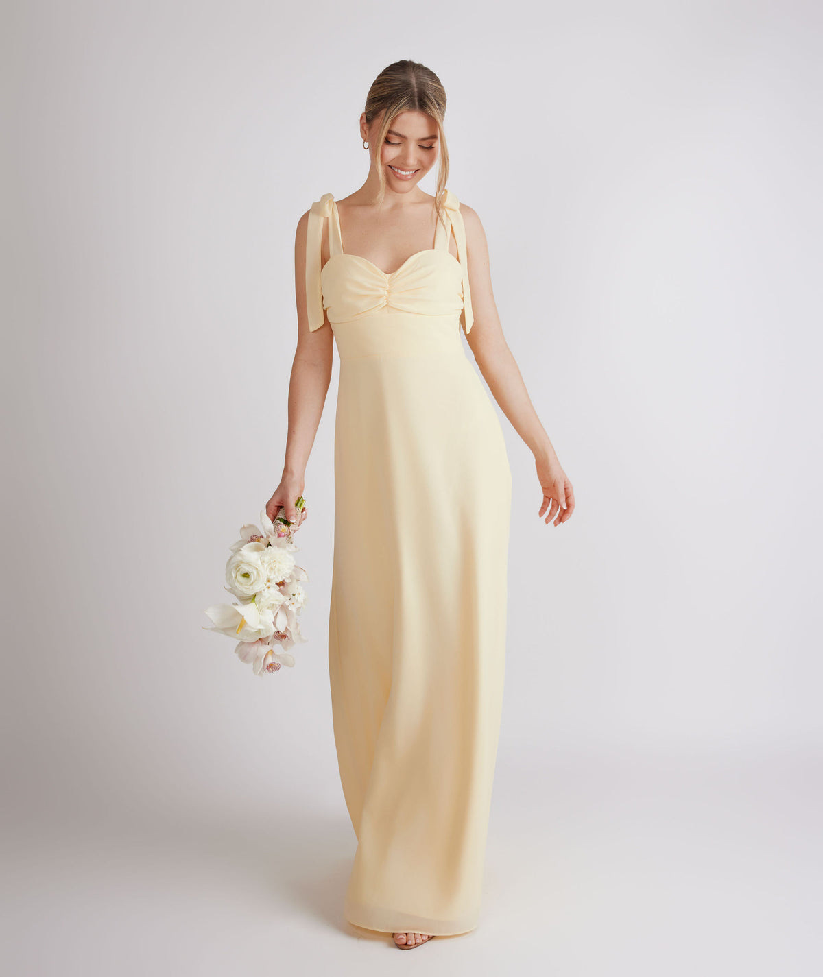 Six Stories Cowl Front Satin Bridesmaid Dress - Lemon Six Stories Cowl Front Satin Bridesmaid Dress - Lemon