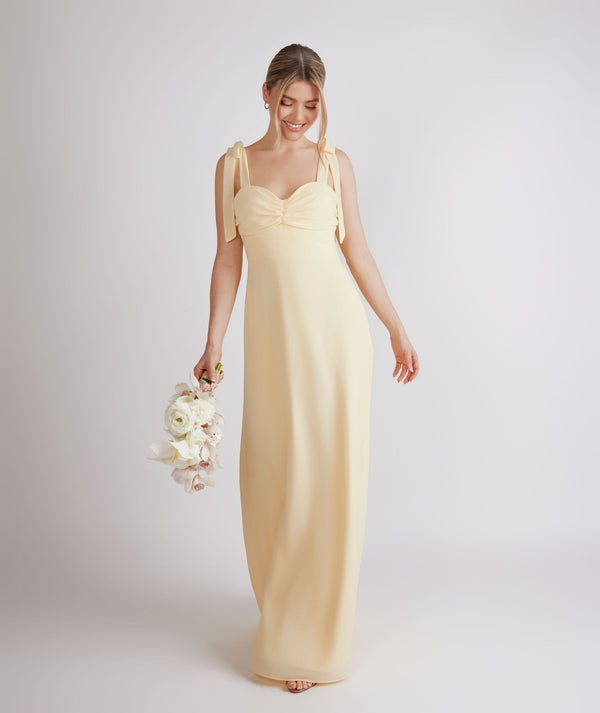 Plunge Batwing Satin Bridesmaid Dress - Butter Lemon- Size US 26 Plunge Batwing Satin Bridesmaid Dress - Butter Lemon- Size US 26