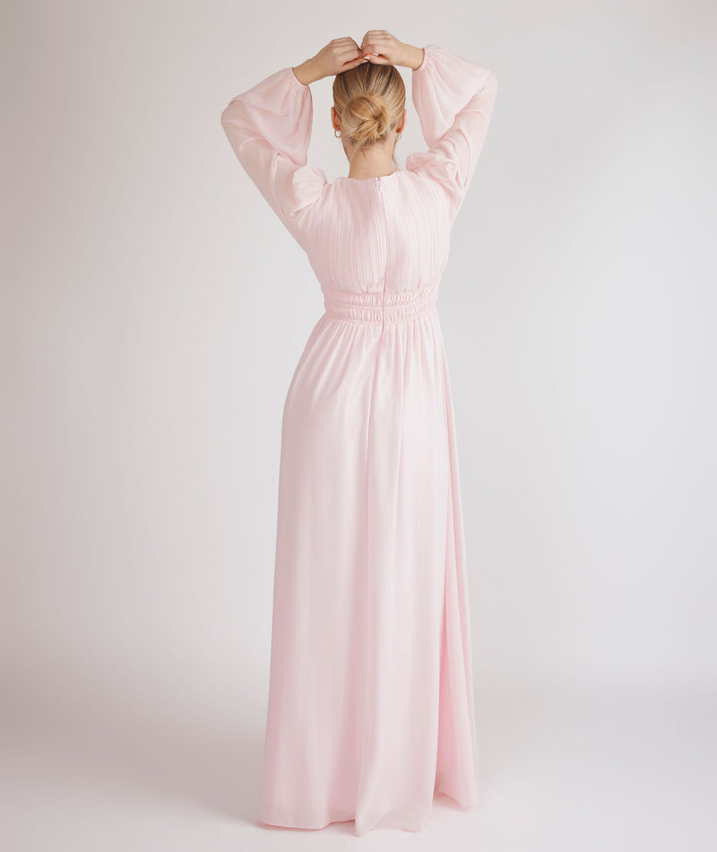 Balloon Sleeve Chiffon Bridesmaid Dress - Pale Pink- Size US 14 Balloon Sleeve Chiffon Bridesmaid Dress - Pale Pink- Size US 14