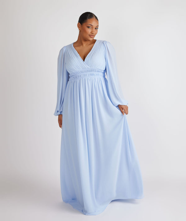 Plunge Maternity Chiffon Bridesmaid Dress - Cornflower Blue- Size US 14 Plunge Maternity Chiffon Bridesmaid Dress - Cornflower Blue- Size US 14