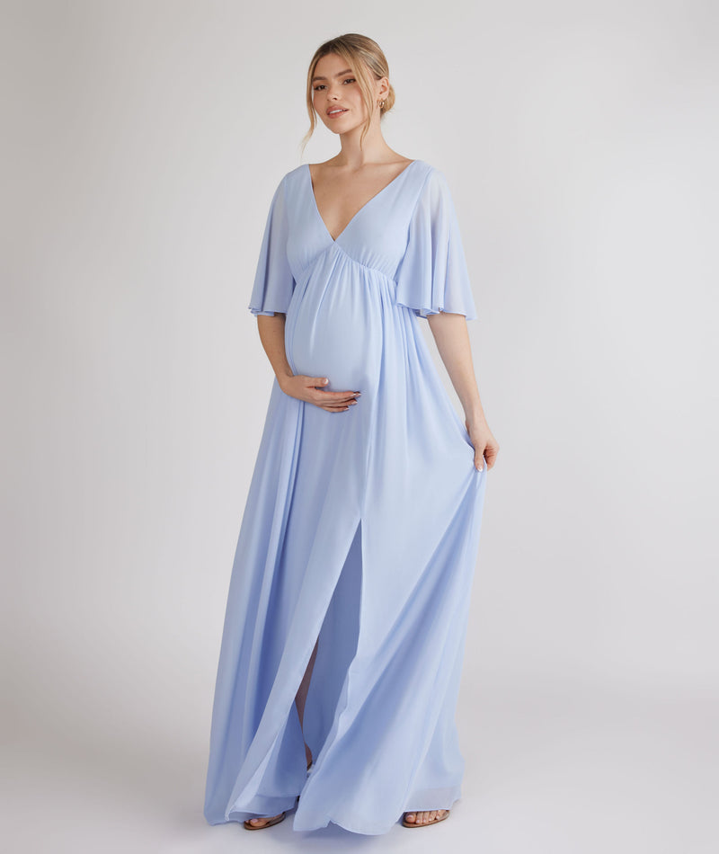 Plunge Maternity Chiffon Bridesmaid Dress - Cornflower Blue- Size US 14 Plunge Maternity Chiffon Bridesmaid Dress - Cornflower Blue- Size US 14