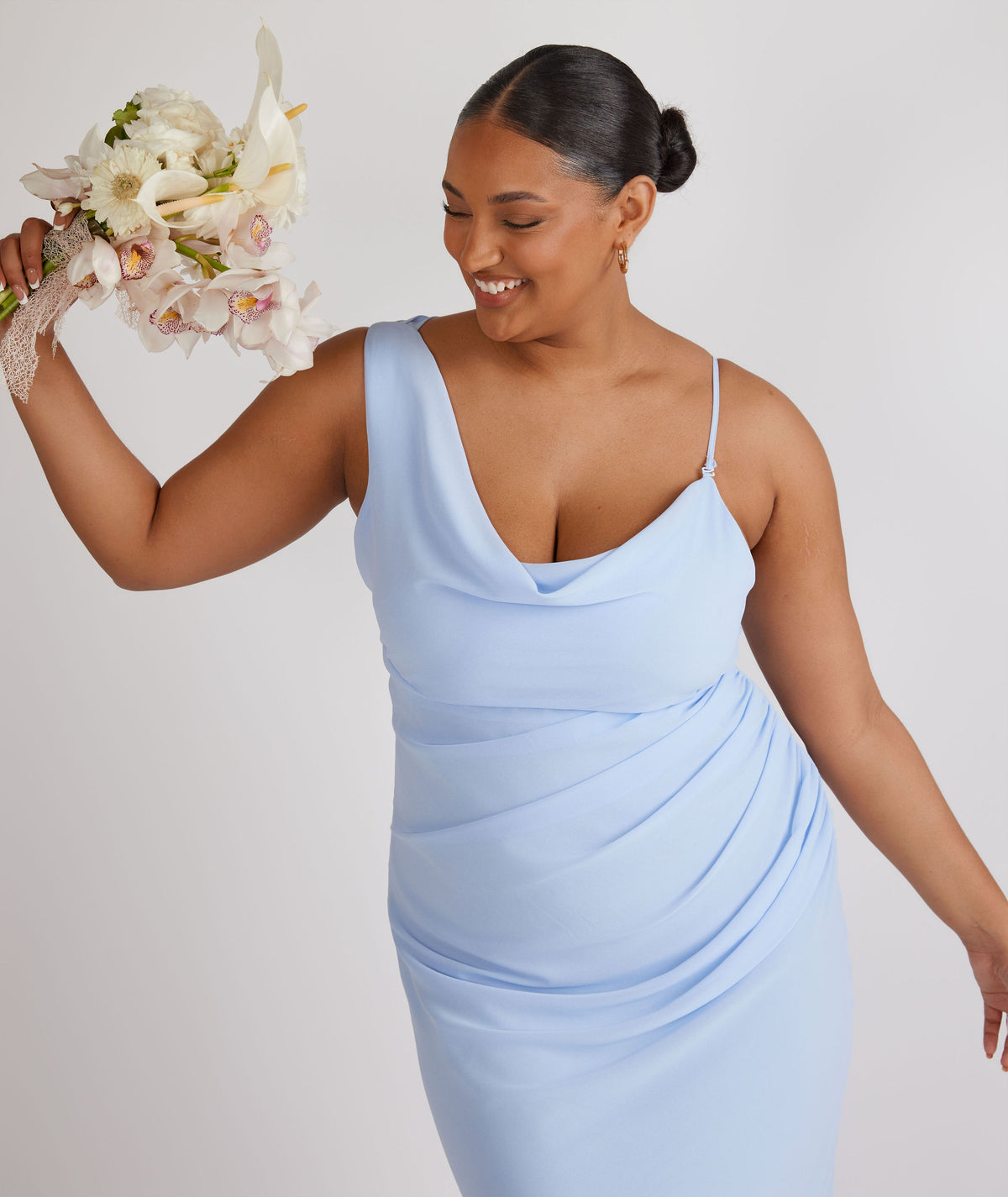 Bow Tie Chiffon Bridesmaid Dress - Cornflower Blue  Six Stories