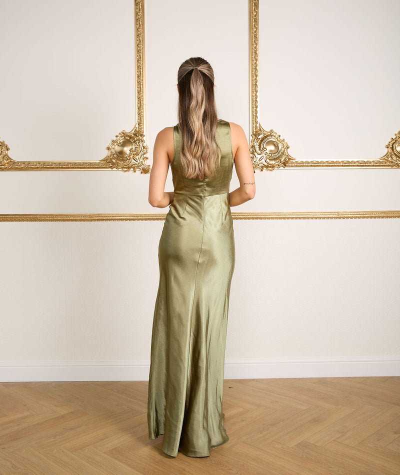 Cowl Front Satin Bridesmaid Dress - Moss Green | Occasion Dress Six Stories Cowl Front Satin Bridesmaid Dress - Moss Green | Occasion Dress Six Stories