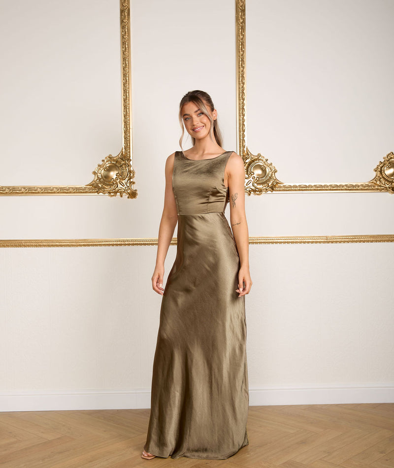 olive green and gold bridesmaid dresses Olive / Gold Bridesmaid Dresses