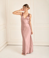 Twist Back Satin Bridesmaid Dress - Rose