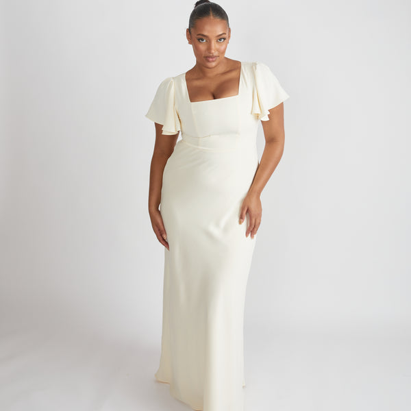 Square Neck Crepe Bridesmaid Dress