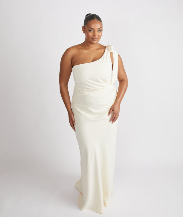 almond color bridesmaid dress Almond Amy Wide Scoop Neck Bridesmaid Dress