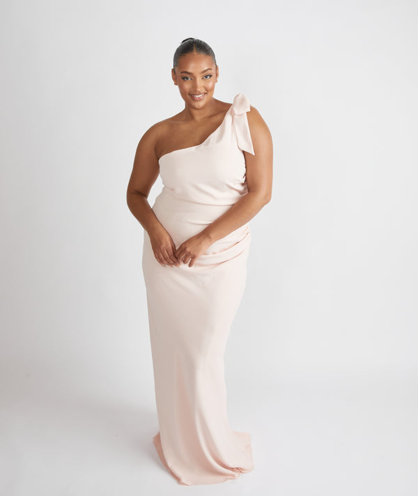 V Neck Plunge Crepe Bridesmaid Dress - Blush | Six Stories V Neck Plunge Crepe Bridesmaid Dress - Blush | Six Stories