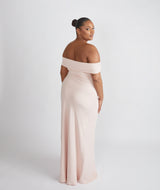 Bardot Gathered Crepe Bridesmaid Dress - Blush