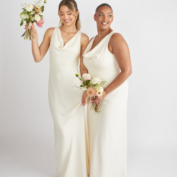 Cowl Front Crepe Bridesmaid Dress