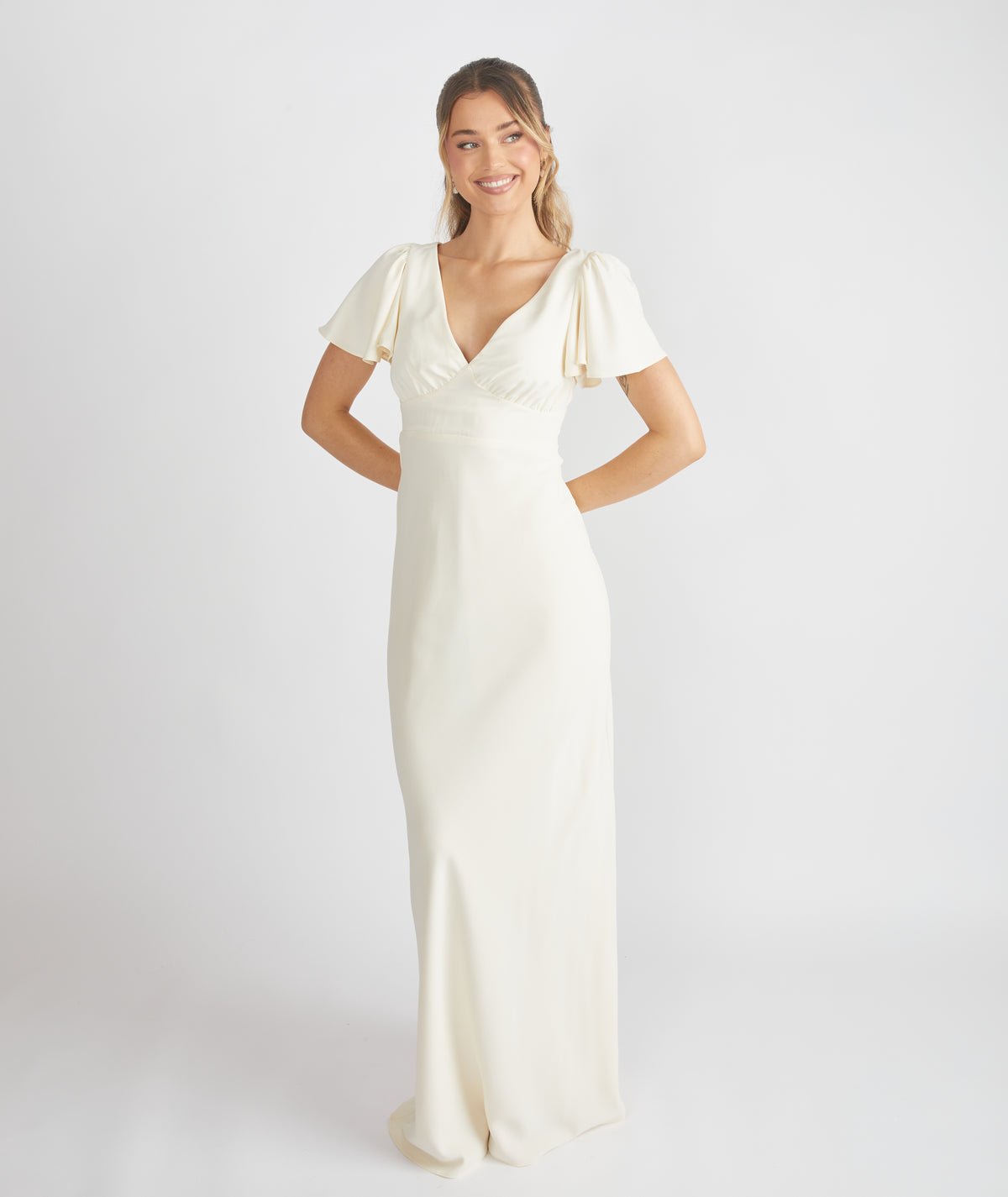 Cowl Back Crepe Bridesmaid Dress