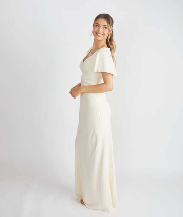 Square Neck Crepe Bridesmaid Dress