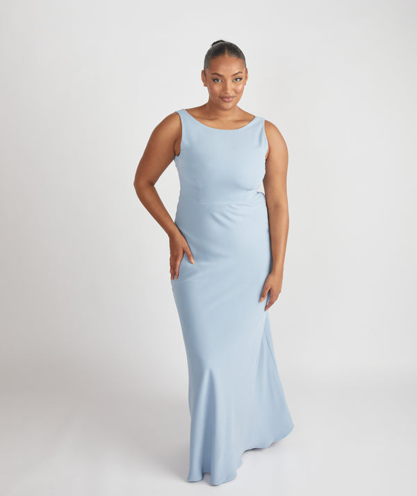 Cowl Front Crepe Bridesmaid Dress - Pale Blue- Size US 16 Cowl Front Crepe Bridesmaid Dress - Pale Blue- Size US 16