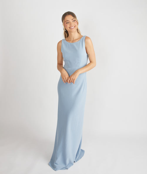 Cowl Back Crepe Bridesmaid Dress - Blush
