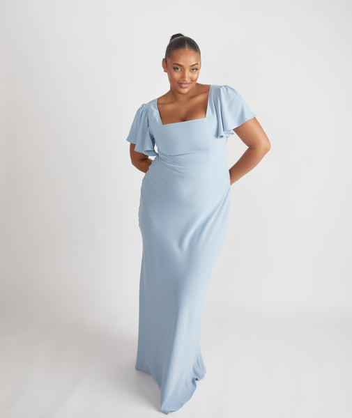 Square Neck Crepe Bridesmaid Dress