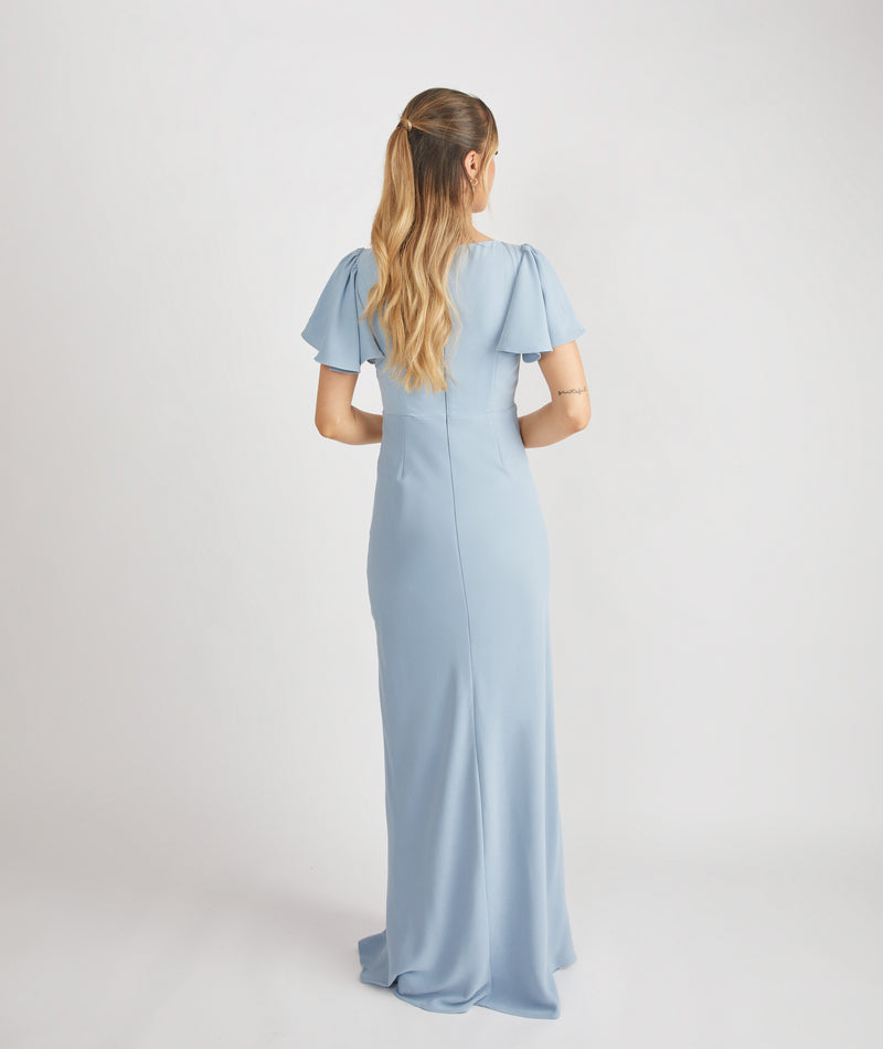 Flutter Sleeve Crepe Bridesmaid Dress Flutter Sleeve Crepe Bridesmaid Dress