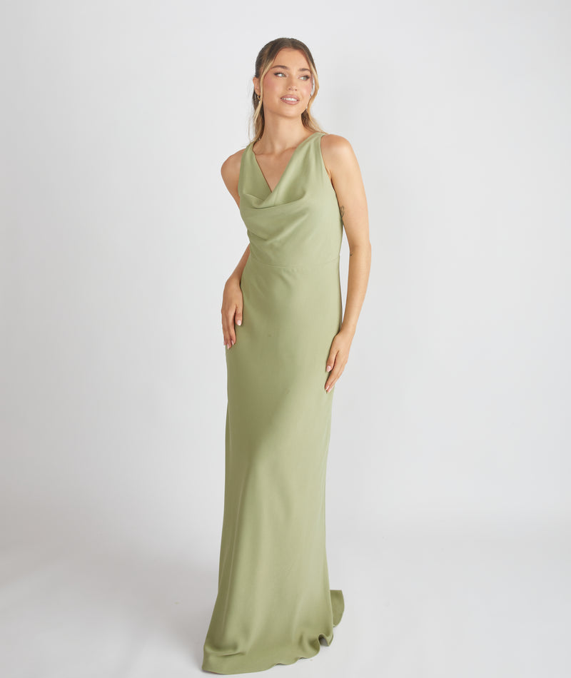 Cowl Front Crepe Bridesmaid Dress - Sage Six Stories Cowl Front Crepe Bridesmaid Dress - Sage Six Stories