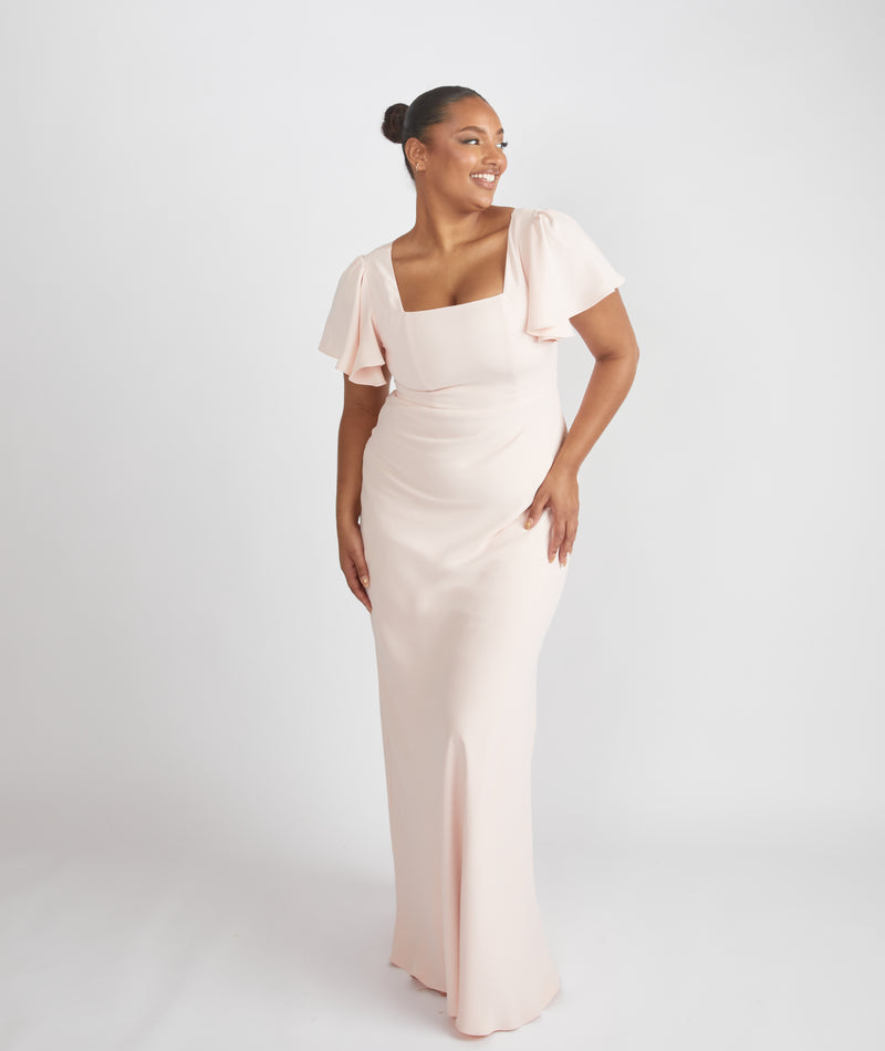 plus size blush bridesmaid dresses Ever-Pretty Double V Neck Short Sleeve Maxi Tulle Evening Dress Occasion Dress