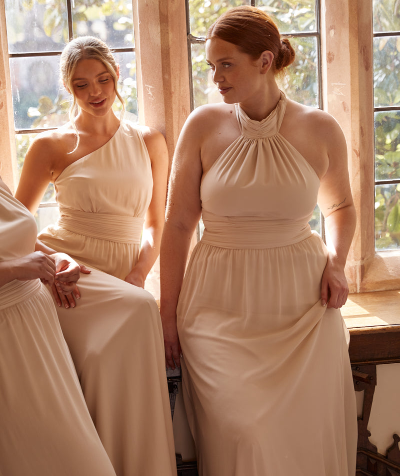 Halter Neck Chiffon Bridesmaid Dress
