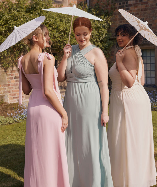 Halter Neck Chiffon Bridesmaid Dress - Sage Six Stories Halter Neck Chiffon Bridesmaid Dress - Sage Six Stories