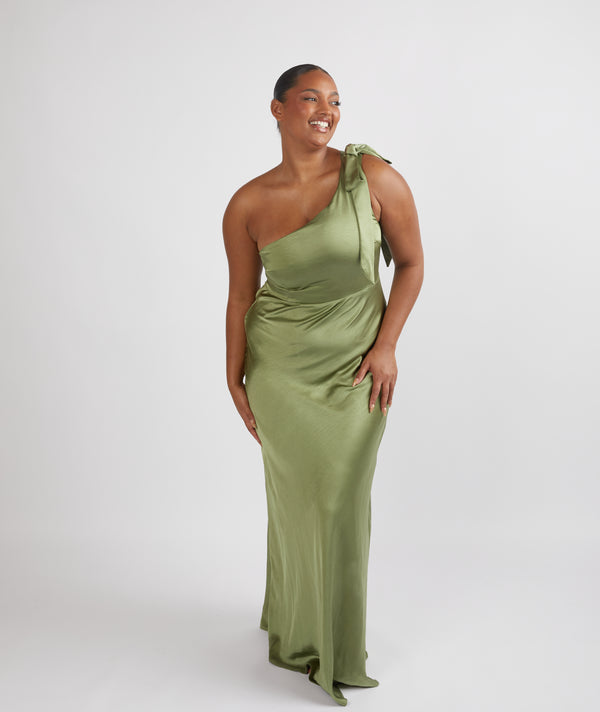 Twist Back Satin Bridesmaid Dress - Moss Green | Occasion Dress Six Stories Twist Back Satin Bridesmaid Dress - Moss Green | Occasion Dress Six Stories