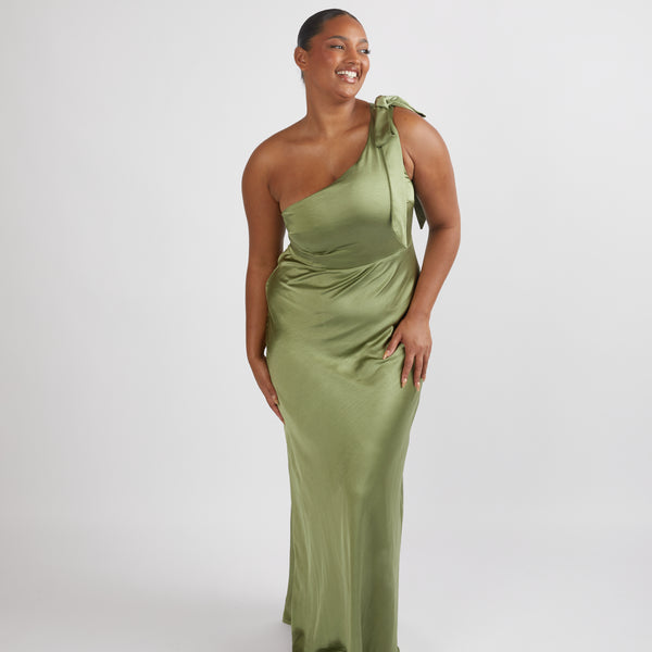 bridesmaid dresses green bay Bow One Shoulder Satin Dress - Moss | Six Stories slot:11:30am length dress has a style: 01-601218 The stunning bride @_madissonallen