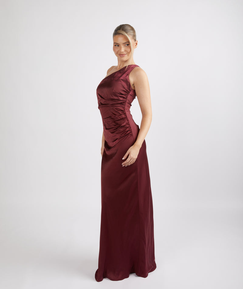 six stories one shoulder satin ruched bridesmaid dress reviews One Shoulder Satin Bridesmaid Dress