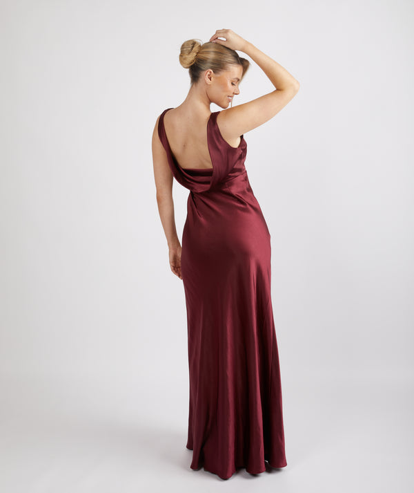wine satin bridesmaid dresses Wine Oasis Satin Open Back Detail Maxi Bridesmaid Dress