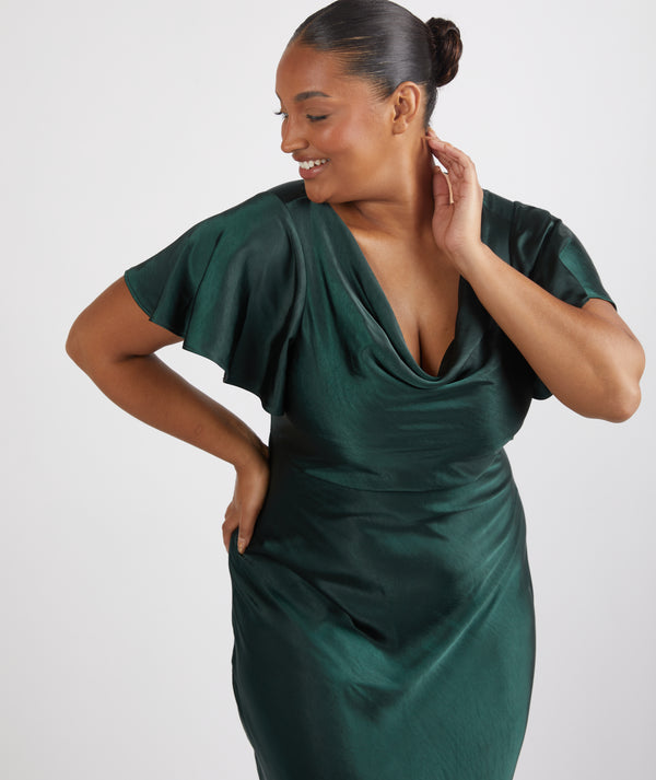 Bow One Shoulder Satin Bridesmaid Dress - Emerald | Six Stories | Sizes from 2-14 Bow One Shoulder Satin Bridesmaid Dress - Emerald | Six Stories | Sizes from 2-14