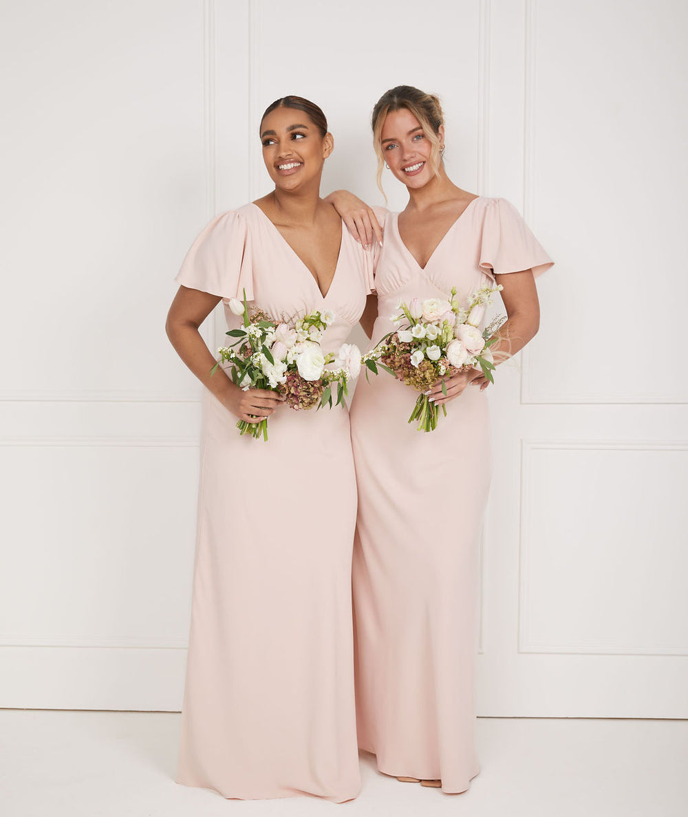 after six bridesmaid dress 1514 Pleated Skirt Crepe Maxi Bridesmaid Dress With Pockets In Lavender