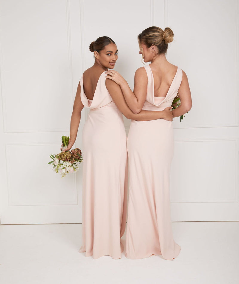 Cowl Back Crepe Bridesmaid Dress - Blush | Six Stories- Size US 10 Cowl Back Crepe Bridesmaid Dress - Blush | Six Stories- Size US 10
