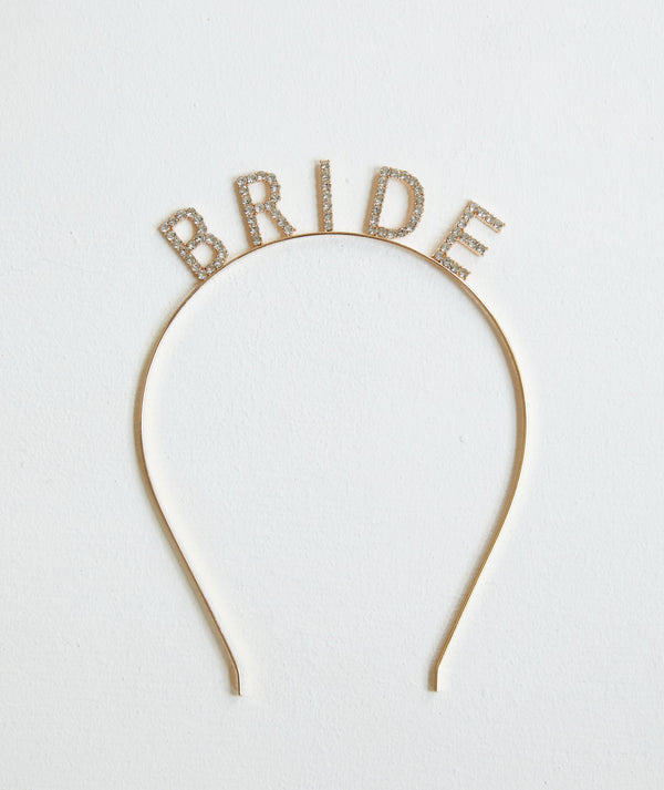Bride Rhinestone Headband - Gold
