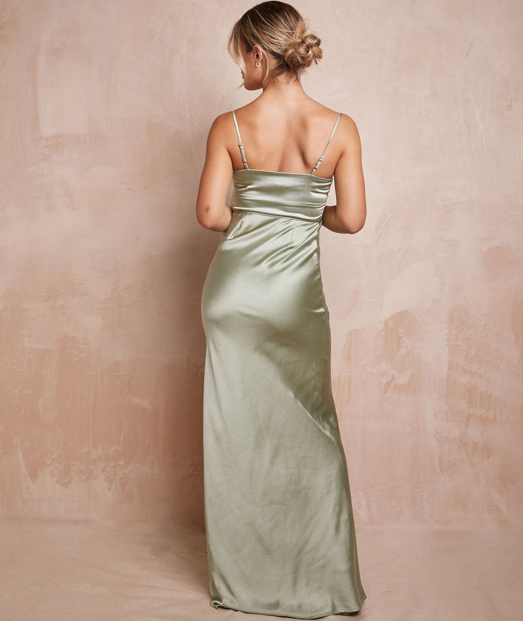 Cami Cowl Satin Bridesmaid Dress - Sage