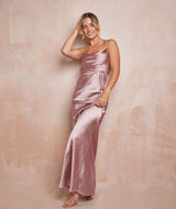 Cami Cowl Satin Bridesmaid Dress - Rose