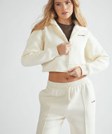 Cropped Zip Through Hoodie - Buttermilk