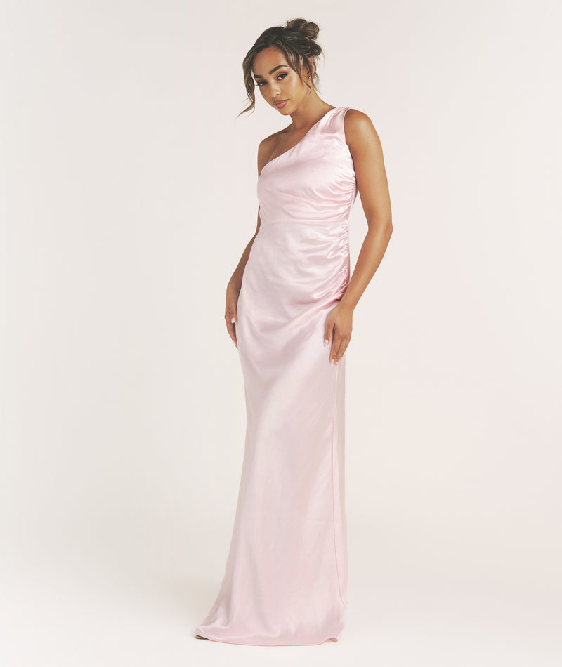 One Shoulder Satin Bridesmaid Dress