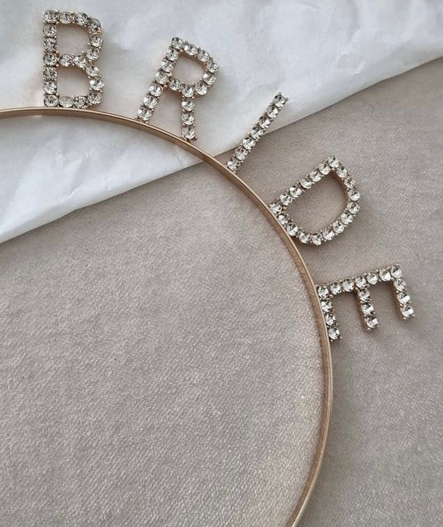 Bride Rhinestone Headband - Gold