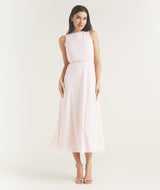 Tailored Trim Detail Midi Dress - Pale Pink