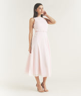 Tailored Trim Detail Midi Dress - Pale Pink
