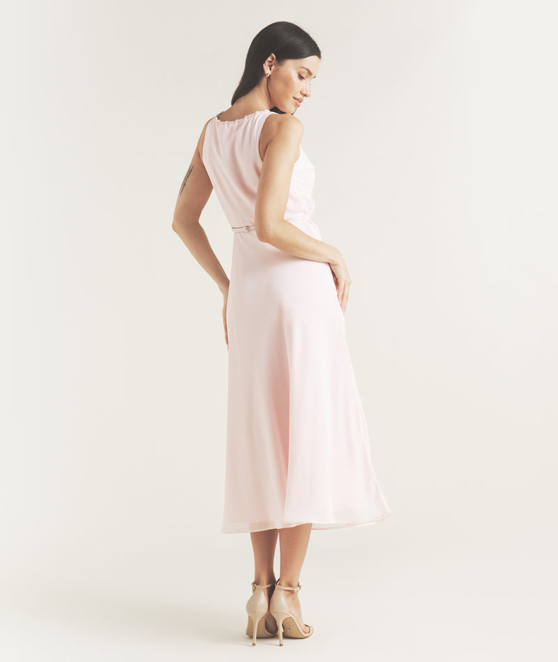 Tailored Trim Detail Midi Dress - Pale Pink- Size US 10 Tailored Trim Detail Midi Dress - Pale Pink- Size US 10