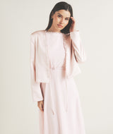 Tailored Trim Detail Satin Jacket - Pale Pink