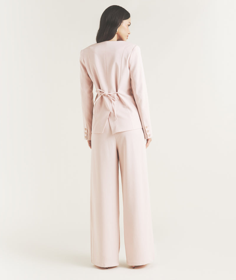 Tailored Wide Leg Pants - Pink