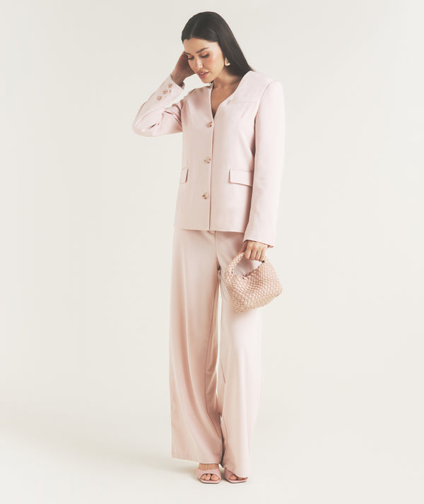 Tailored Wide Leg Pants - Pink