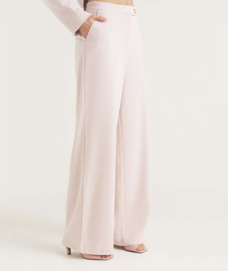 Tailored Wide Leg Pants - Pink