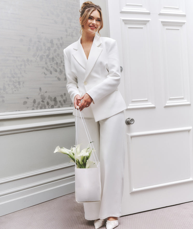 Wide Leg Tailored Pants - White