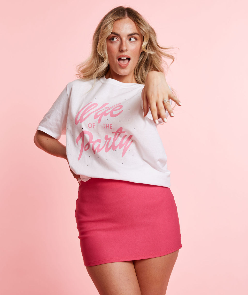 Wife of The Party Rhinestone Tee - White