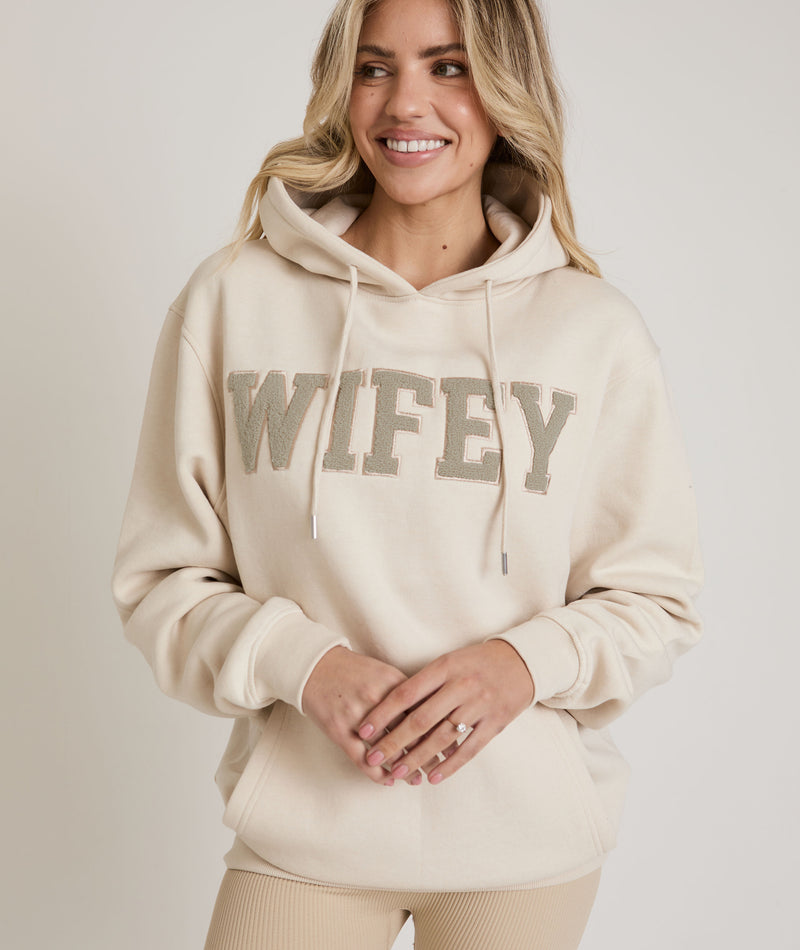 Wifey Teddy Hoodie - Champagne