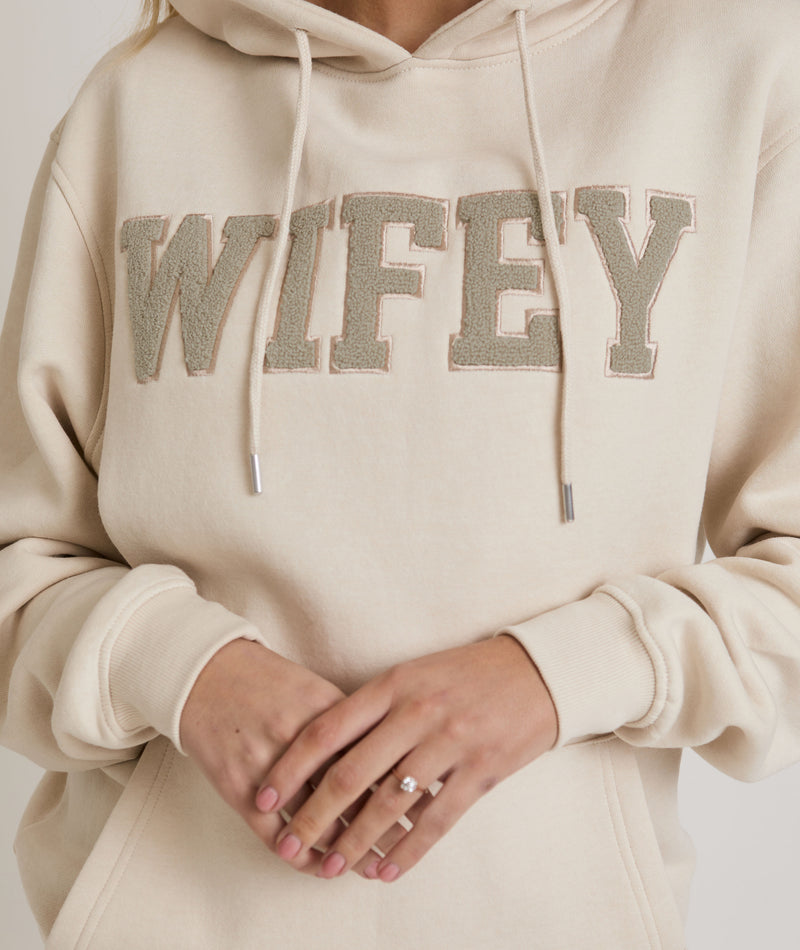Wifey Teddy Hoodie - Champagne